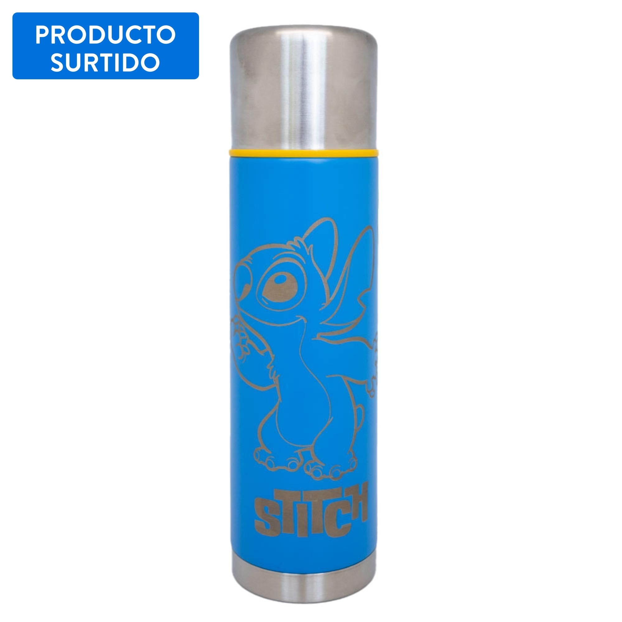 Termo Bala 500ml Stitch 1 Pieza Azul, Producto Surtido 1 Un Acero Inoxidable Disney