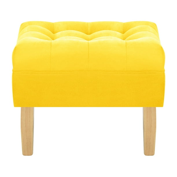 Pouf Wood 1c Felpa 05 Amarillo