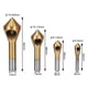 thumbnail image 2 of 4pcs revestido de titanio Countersink Chamfer Tool Deburring Tool Set Metal Wood Drill Bits 2-5mm 5-10mm 10-15mm 15-20mm (oro), 2 of 3