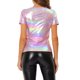 thumbnail image 3 of INSPIRE CHIC Blusas de Fiesta Brillantes de Manga Corta con Textura Metálica para Mujer S NINGUNO16, 3 of 6