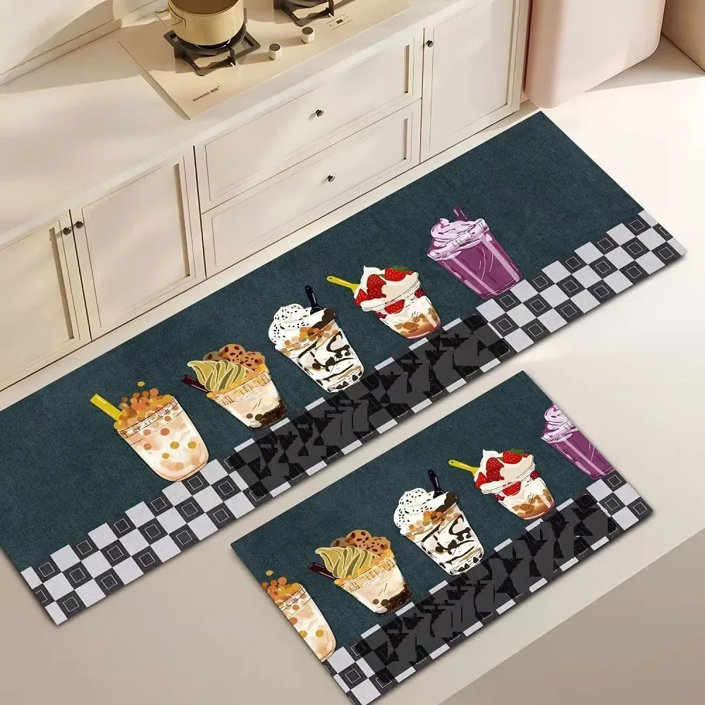 Casadeliacl - Alfombra De Cocina 2 Piezas Tf 1.2 M 40 Cm Helados Azul Petróleo