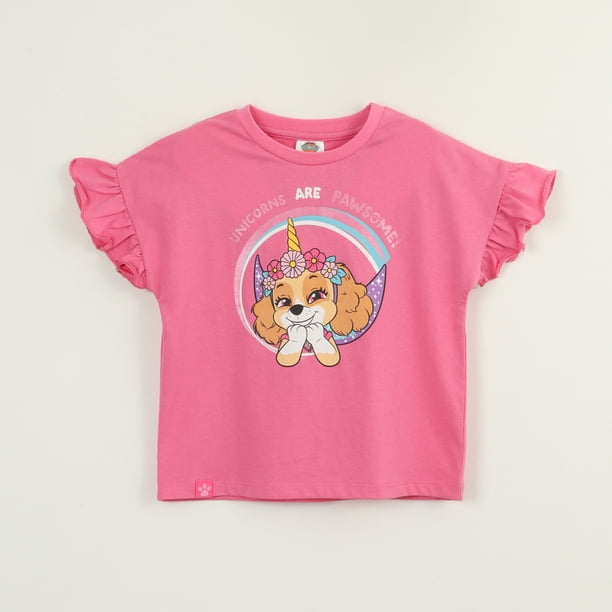Polera Manga Corta Niña Skye Unicorn Rosado Paw Patrol