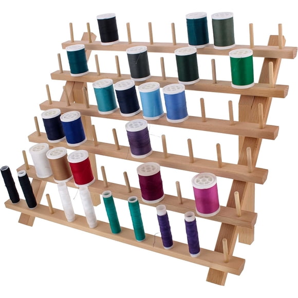 US Art Supply Premium 60-Spool Thread Holder Wooden Sewing