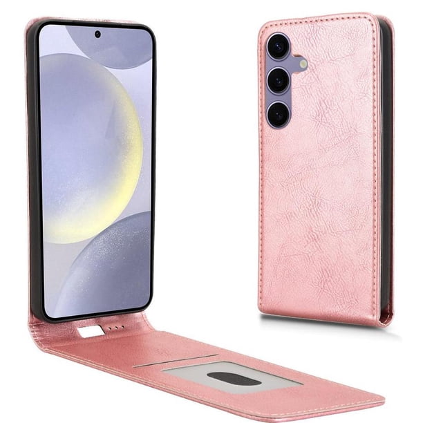 Funda tipo folio para Samsung Galaxy S25 Plus con soporte magnético y protección para la cámara Oro rosa