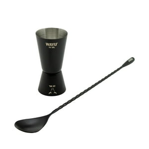 Set 2 Piezas Jigger Medidor Con Cuchara Wayu Barra Coctail Tragos