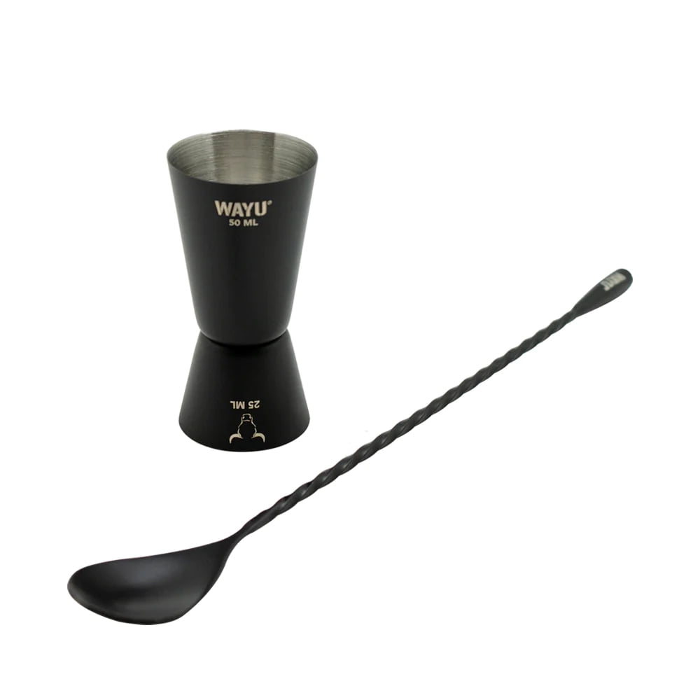 Set 2 Piezas Jigger Medidor Con Cuchara Wayu Barra Coctail Tragos