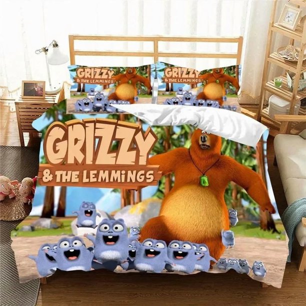 G-Grizzy and The Lemmings Bedding Set Duvet Cover Comforter Bed Youth Kids Girl Boys Gift Bed Sheets