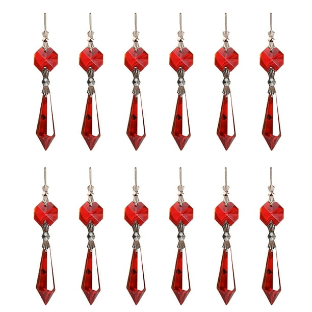 12 prismas de cristal para araña de carámbanos, piezas de repuesto para lámparas de araña y cortinas de cristal.