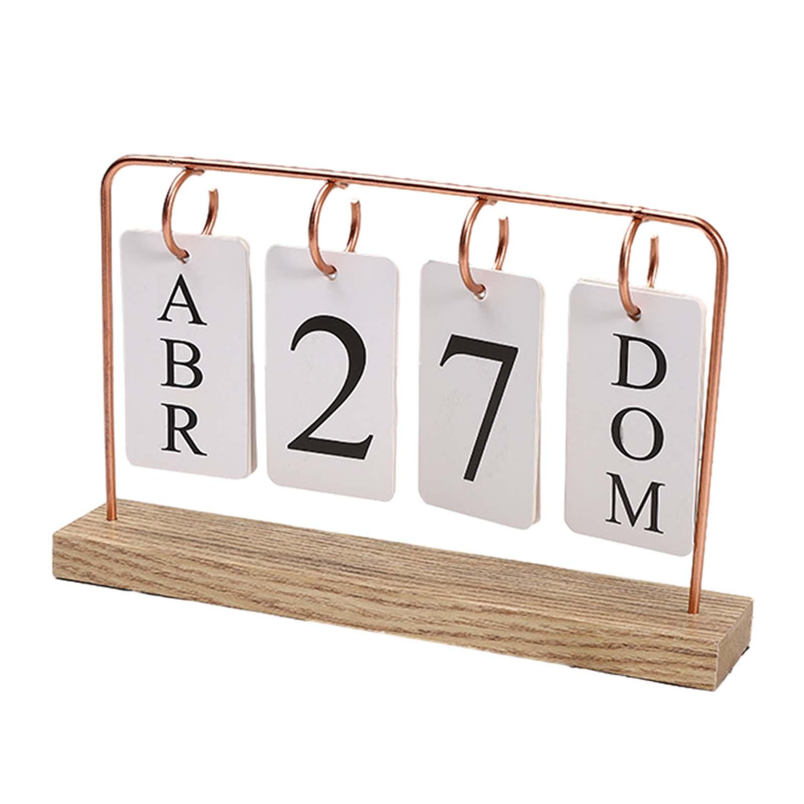 Magideal - Calendario De Escritorio De Metal, Calendario De Pie, Accesorios De Fotografía, Adorno De Arte Del Hierro Creativo, Calendario De Escritorio Para , Oro Rosa