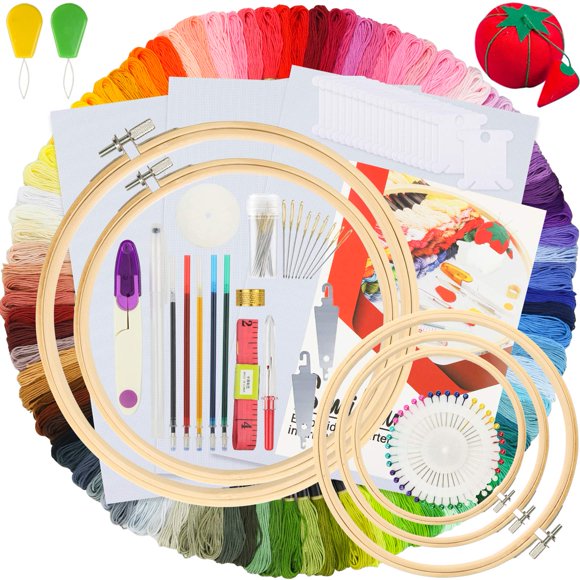 Kit de bordado Similane 215 piezas con hilos y aros de 100 colores