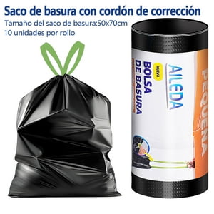 Aileda Bolsa De Basura Con Cordón Pequeña 50X70 Cms - Cierre Fácil 1 Rollo Con 10 Unidades