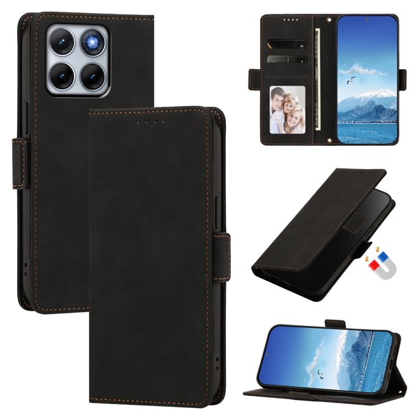 Funda Billetera Delgada para Motorola Edge 70 Fusion con Ranuras y Soporte Negro