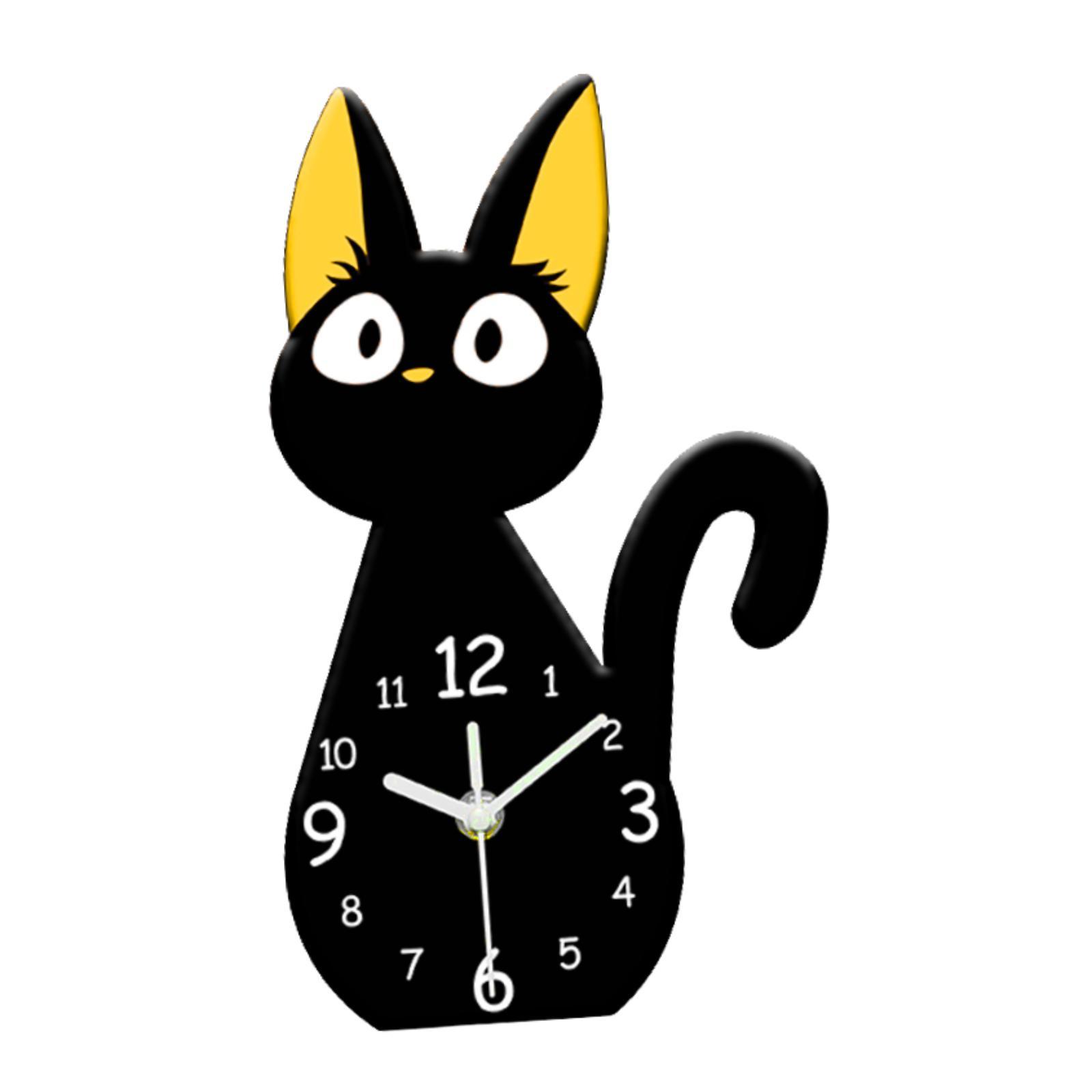 Magideal - Reloj De Pared Con Diseño De Gato, Reloj De Mesa Sencillo Con Números Arábigos, Reloj De Escritorio Decorativo Para Habitación Infantil, Oficina, Coci