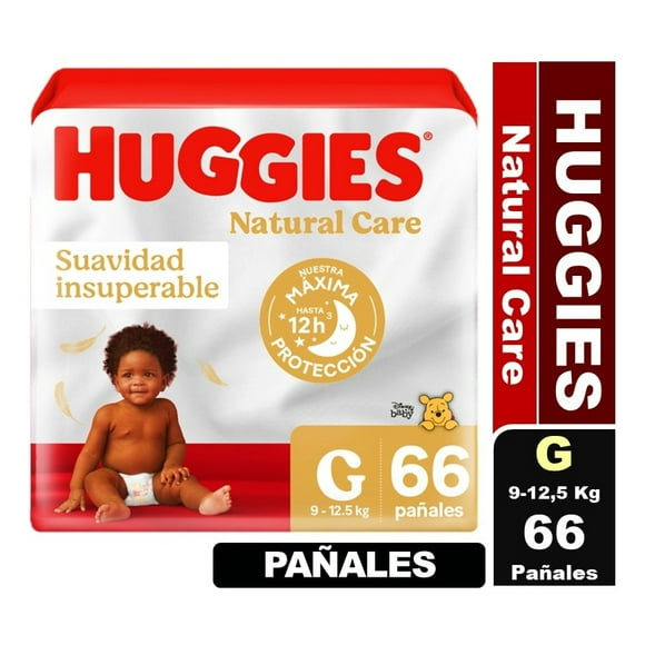 Pañales Huggies Natural Care 66u Talla G Maleta Grande