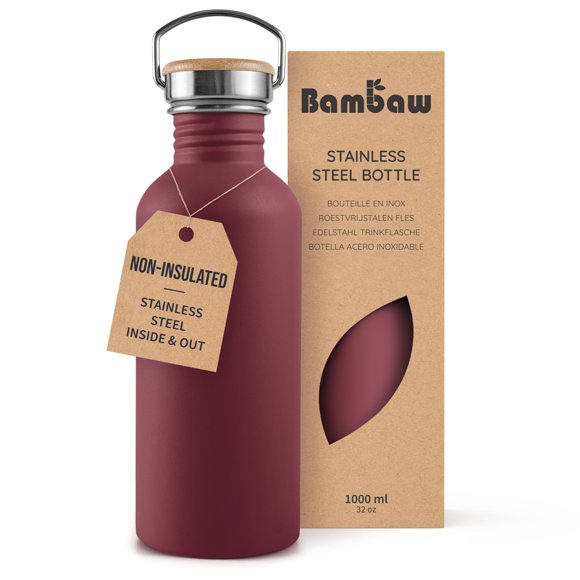 BOTELLA Bambaw 1000 ml Rojo con Asa de Acero Inoxidable