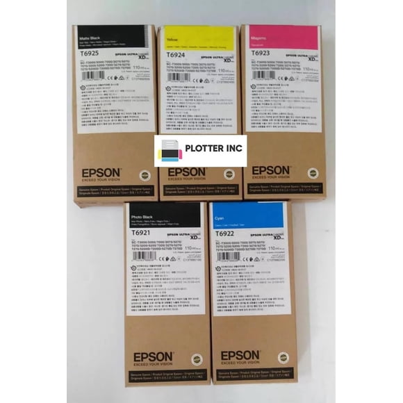 Cartuchos de tinta Plotter Inc SureColor T6921 T6922 T6923 T6924 T6925 de 110 mL, paquete de 5