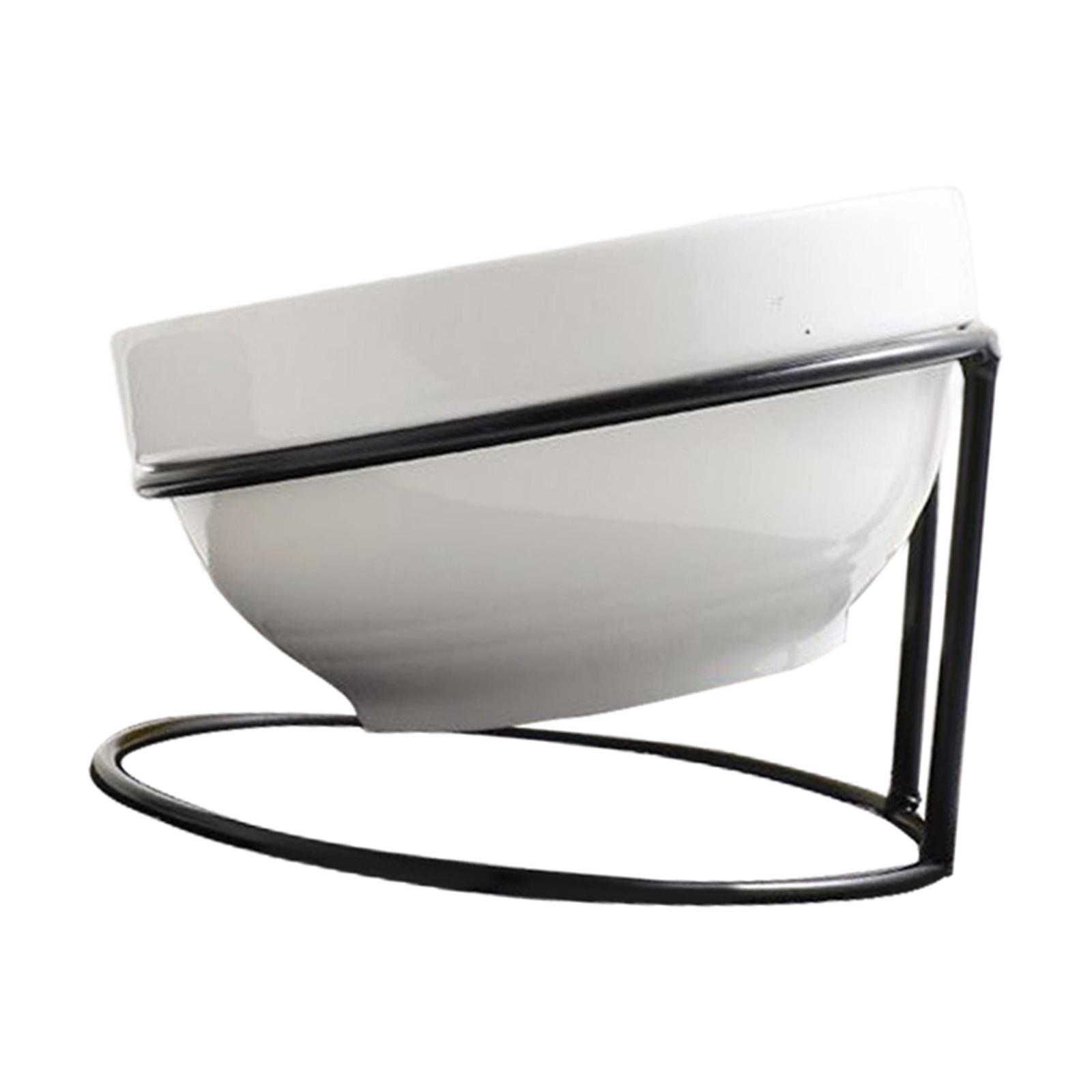 Magideal - 1 De Soporte Inclinable Para Cuenco De Mascotas, Decoración De Cuenco De Cerámica, Protección De Hierro Para Oficina, , Perros Peq , Negro