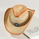 thumbnail image 1 of Boho Western Cowboy Straw Hat - Hand Woven Faux Jade Chain Decor Hat for Women, Men, and Unisex - Perfect for Summer Beach and Casual Wear, 1 of 5