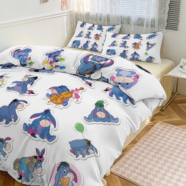 Eeyore Print Bedding Set Pattern Duvet Cove Set 3 Pieces 1 Quilt Cover And 2 Pillowcases for Women Men Teens
