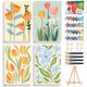 thumbnail image 1 of Pack de 4 kits de pintura por números con marco para adultos – flores – con caballete de madera, 1 of 8