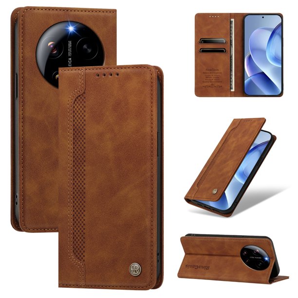 Funda Billetera para Xiaomi 17 Ultra Imán y Resistente Marrón