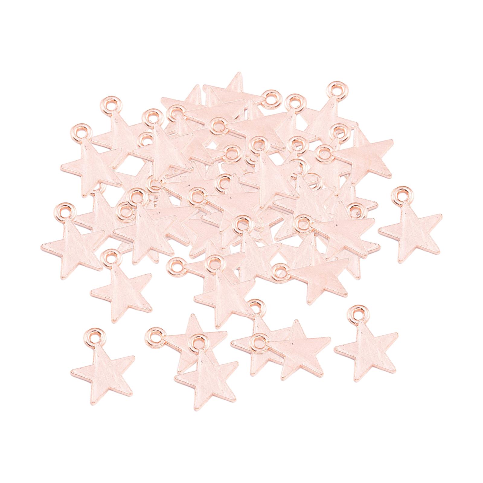 Ioensy - 50X Dijes De Estrella De Cinco Puntas Fabricación De Joyas Decorativas Para Manualidades Diy Sombreros Oro Rosa