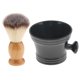 thumbnail image 2 of Brocha de afeitar de cerdas de madera natural con taza de plástico Taza Juego de tazón para hombres, 2 of 5