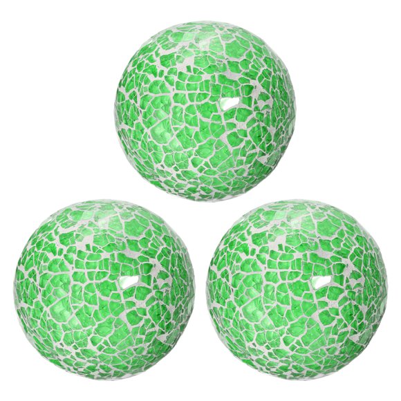 Uxcell 3Pcs Bolas Decorativas de Vidrio 3.15 pulgadas Orbes Bolas de Centro Bolas de Vidrio Mosaico para Decorar Cuencos, Verde