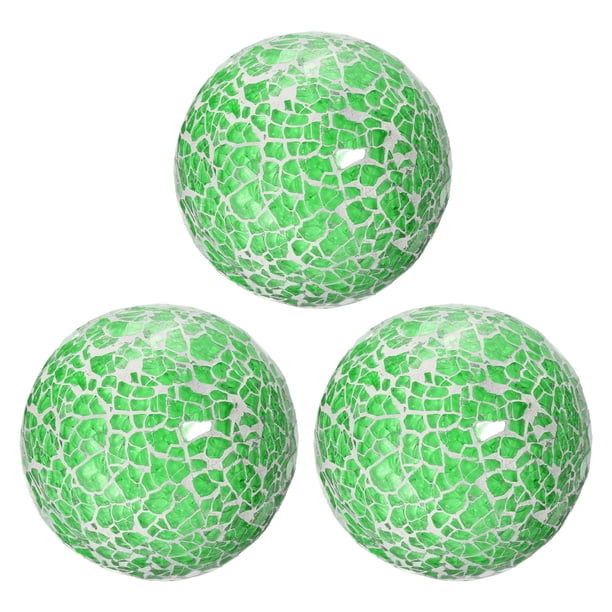 Uxcell 3Pcs Bolas Decorativas de Vidrio 3.15 pulgadas Orbes Bolas de Centro Bolas de Vidrio Mosaico para Decorar Cuencos, Verde