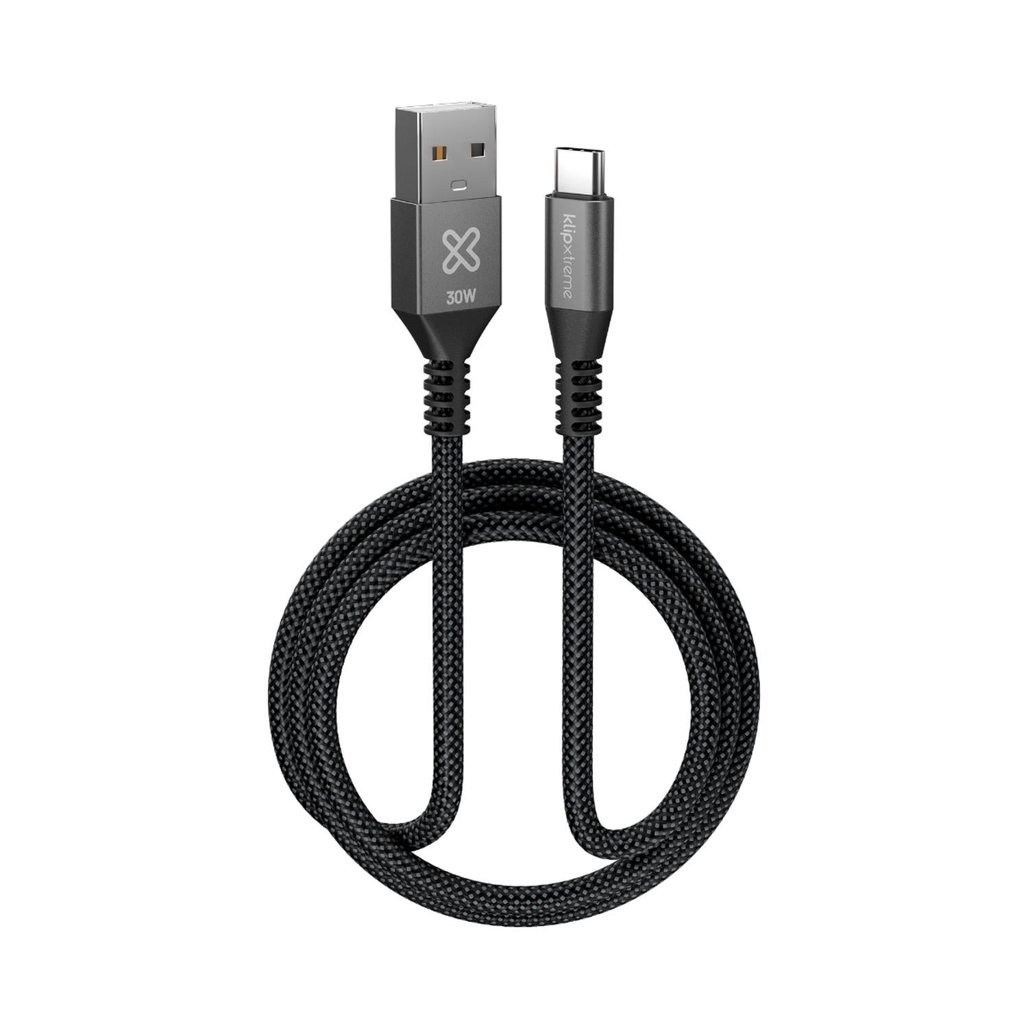Klip Xtreme Cable Trenzado Usb-a Usb-c Powergo 050 30w 1m