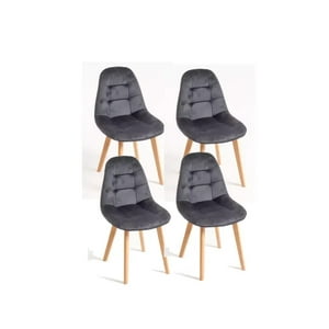 Moadchile - Pack 4 Sillas Capitone Terciopelo Gris