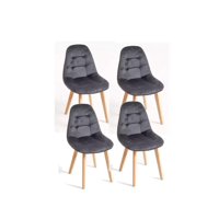 Moadchile - Pack 4 Sillas Capitone Terciopelo Gris