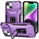 thumbnail image 1 of Funda Armada para iPhone 14 con Tapa Deslizante y Soporte Magnético Giratorio Morado, 1 of 5