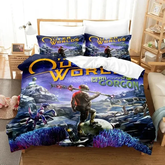 Game Outer Worlds Bedding Set Boys Girls Duvet Cover Pillowcase Bed Kids Adult Fashion Home Textileextile Bed Sheets