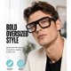 thumbnail image 2 of Giraffe Black Big Fake Glasses Square Nerd Glasses For Men, 2 of 3