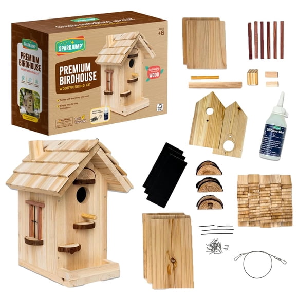 Kit de casita para pájaros de madera SparkJump Premium para armar
