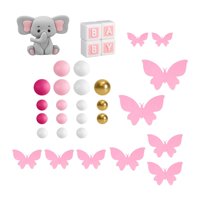 Bothyi - Juego De Adornos Para Tartas De Elefante, Letras De Bebé, Suministros Para Fiestas, Niños, Bodas, Color Rosa