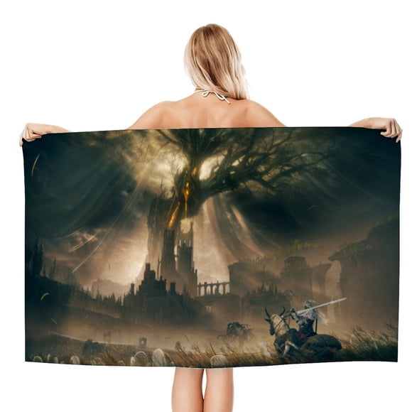 Elden Ring Toalla de playa de secado rápido con diseño temático, regalo para mujeres y niñas, ideal para cumpleaños, fans, amantes de la música, uso en la playa o al aire libre, 78 × 160 cm