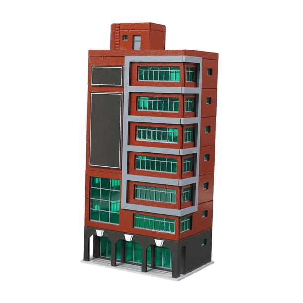 Adorno de maqueta de edificio moderno a escala 1:150 N, fácil montaje, diseño de escenario arquitectónico, diorama para escenario ferroviario, mesa de Rojo
