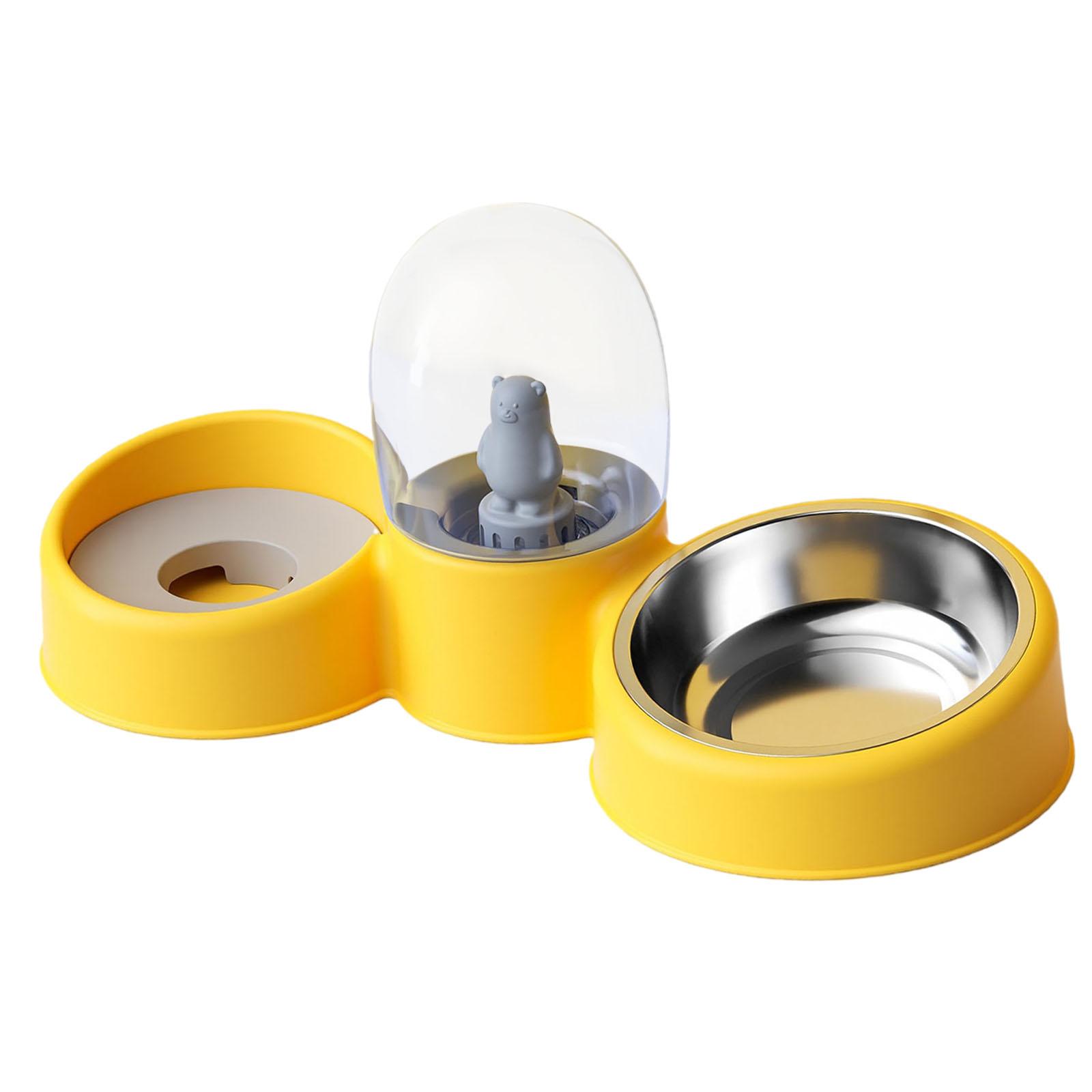 Magideal - Cuenco Para Mascotas, Dispensador Automático De Agua Para , De Comida Inclinados De , Alimentador De Protección Para El Cuello - Amarillo