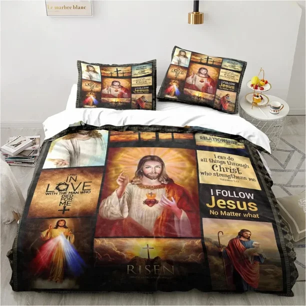 Jesus Christ Church Mary Christian Religious Bedding Set Duvet Cover Bed Set Quilt Cover Pillowcase Comforter Size Bed Sheets