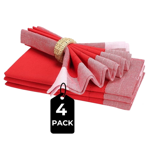 Servilletas de Tela HOMIDATE Rojo - Pack de 4 con Acabado de Lino