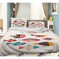 Milsleep - 3D Cartoon Fish Pattern Quilt Cover Set Ropa De Cama Set Funda Nórdica Fundas De Almohada Wj