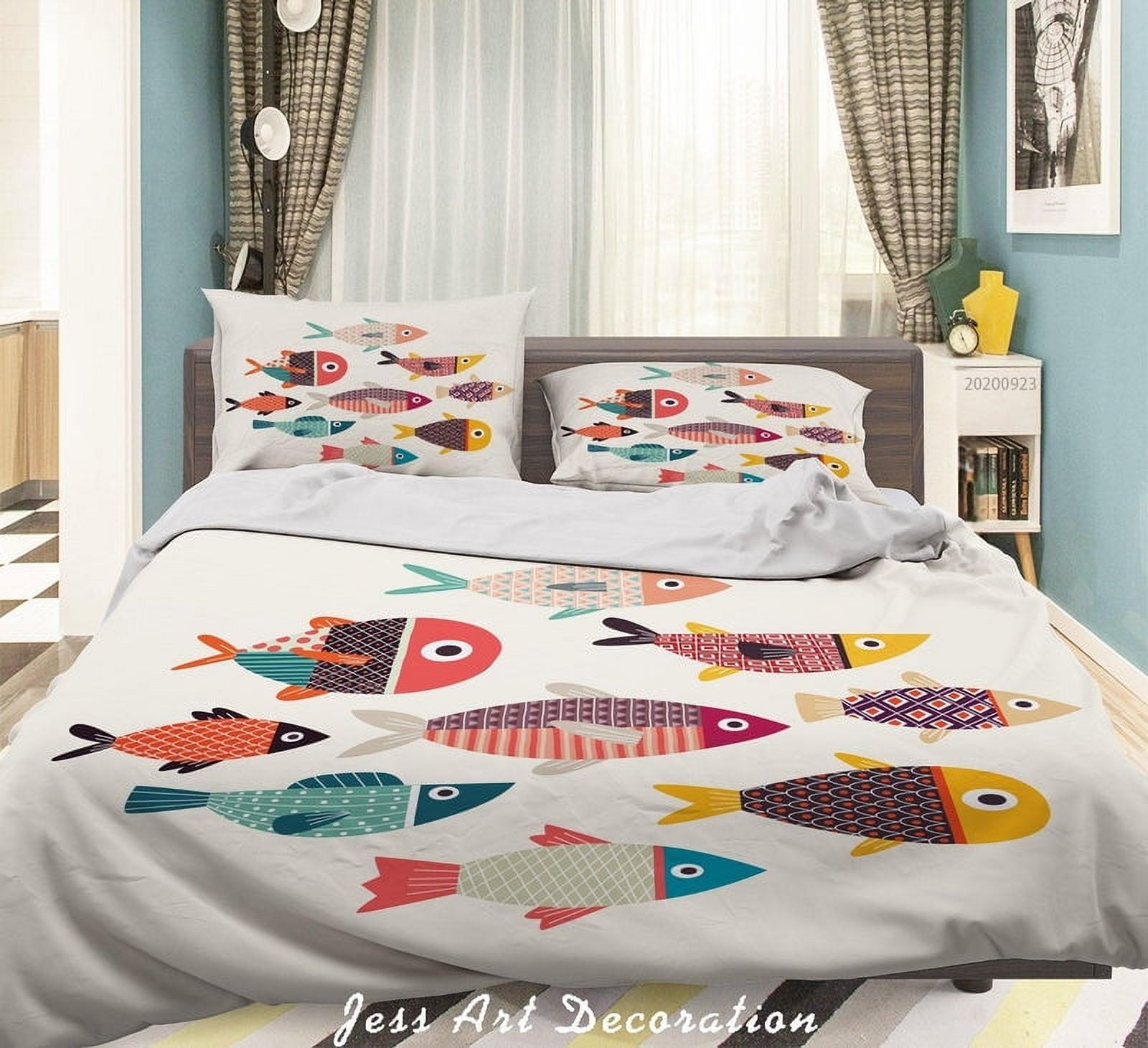 Milsleep - 3D Cartoon Fish Pattern Quilt Cover Set Ropa De Cama Set Funda Nórdica Fundas De Almohada Wj