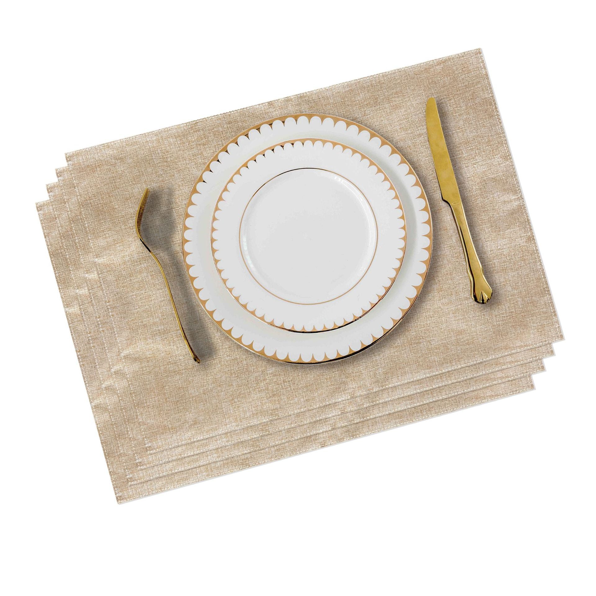Xmhytop Juego De 6 Manteletes Individuales Texturizados Clásicos, Resistentes A Manchas, Ideal Para Barbacoas Y Mesas De Comedor, Estilo E, 48*33cm, Caqui