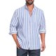 thumbnail image 1 of INSPIRE CHIC Camisas de Vestir a Rayas con Bolsillo en el Pecho para Hombre de Cuello Mao y Manga Larga con Botones 2XL Azul Claro, 1 of 4