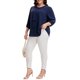thumbnail image 3 of Agnes Orinda Blusa de Chifón con Volantes y Cuello Redondo para Mujer de Talla Grande para Escuela, Universidad, Trabajo y Oficina L Azul Marino, 3 of 5