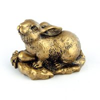 Figura Feng Shui Import De Poliresina Con Forma De Conejo Dorado, 10 Cm