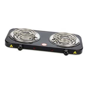 Bothyi - Quemador De Bobina Eléctrico Portátil Con Luces Indicadoras, Práctico Quemador, Estufa Doble, 2000W, Negro