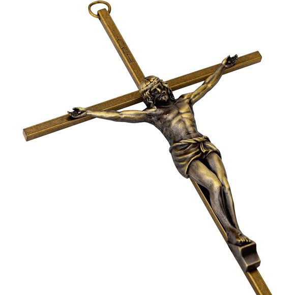 KUXBET Crucifix Wall Cross, Metal Vintage Wall Hanging Cross